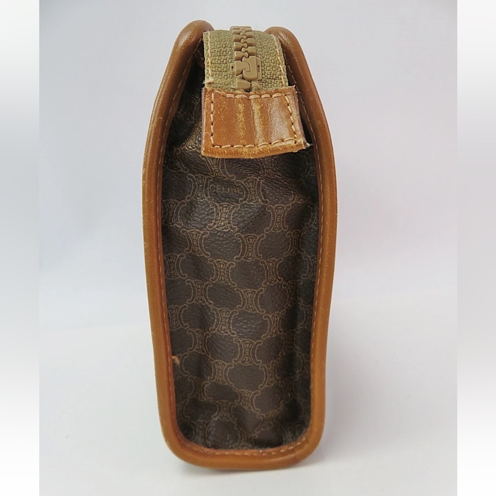 Celine Brown Patterned Toiletry Bag with Tan Accents - Picture 4 of 11